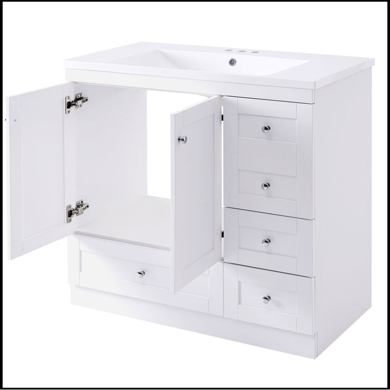 Samip 17.9 " W Freestanding Standard Free Standing 1 Single Vanity Bathroom Vanity With Resin Top, White