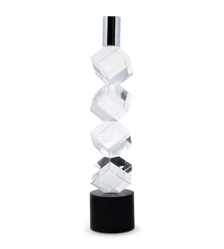 Bougeoir en cristal diagonal H 7,5 po, H 11,25 po x l 2,5 po x P 2,5 po