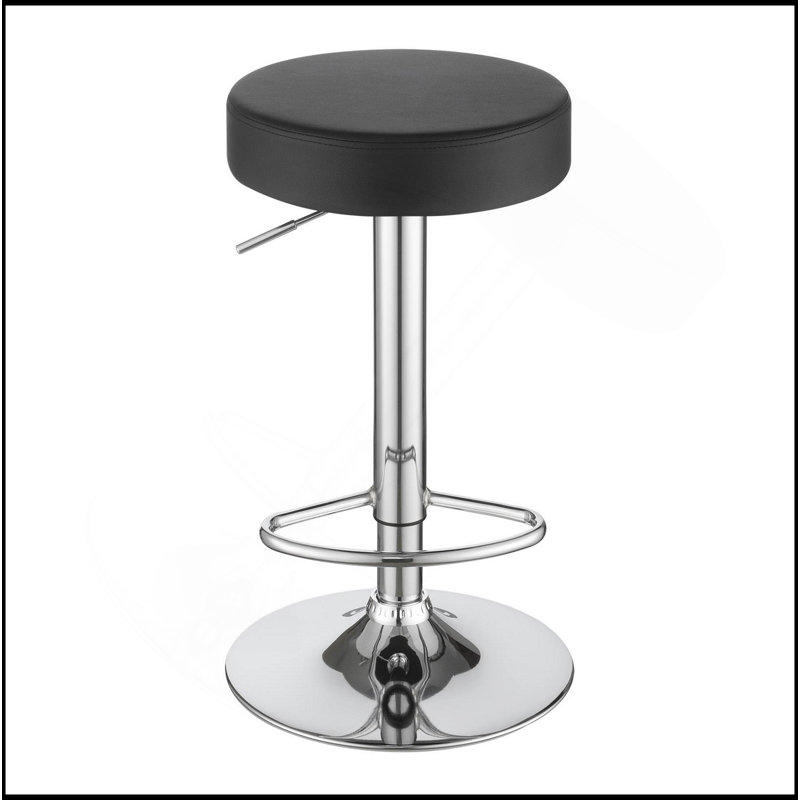 Tabouret de bar hydraulique noir et chrome réglable