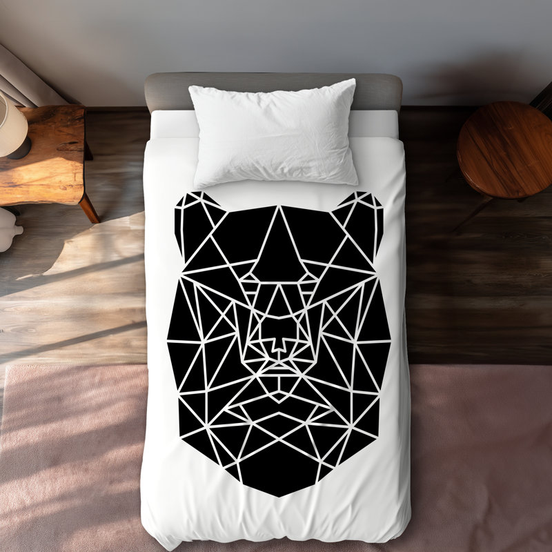 Geometric Bear Head Duvet Cover | Wildlife Home Decor