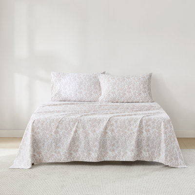 Peony Toile Cotton Sheet Set Peach