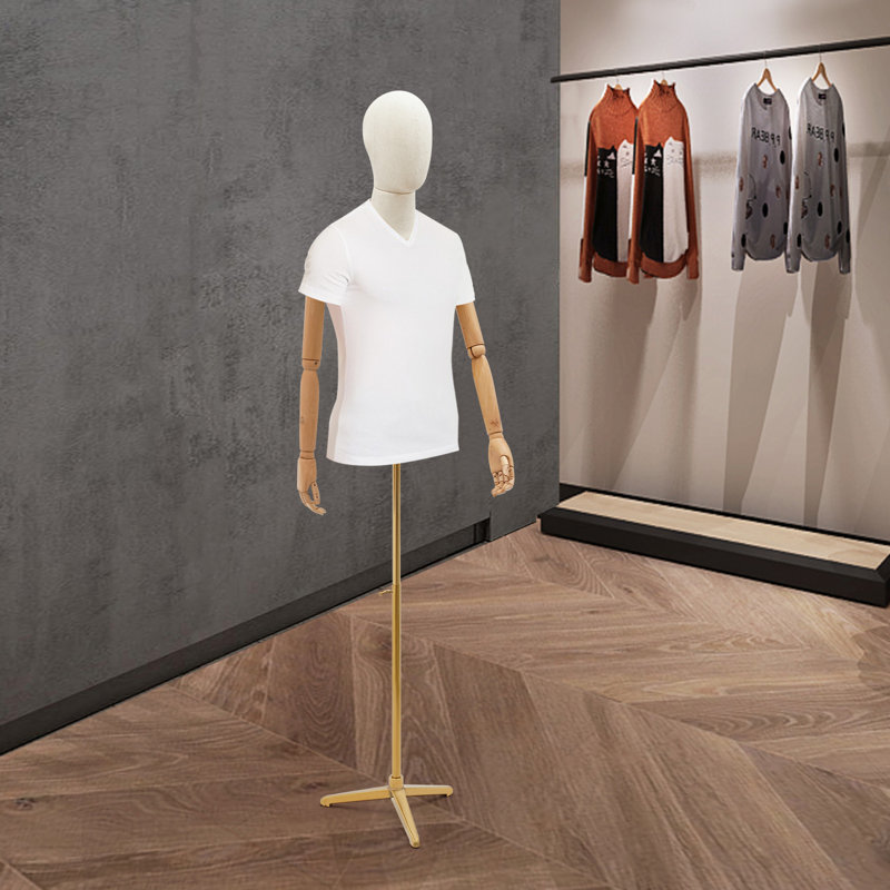 Form Metal Stand Dress Form Adjustable Posture(Linen), Gold