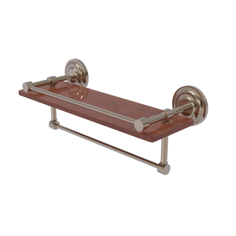 Leamore Bracket Shelf with Towel Bar, Antique Pewter, 5" H x 16" W x 5" D