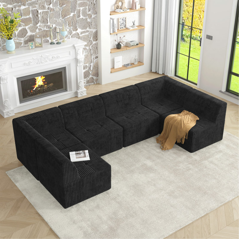 Canapé modulaire en U, Noir