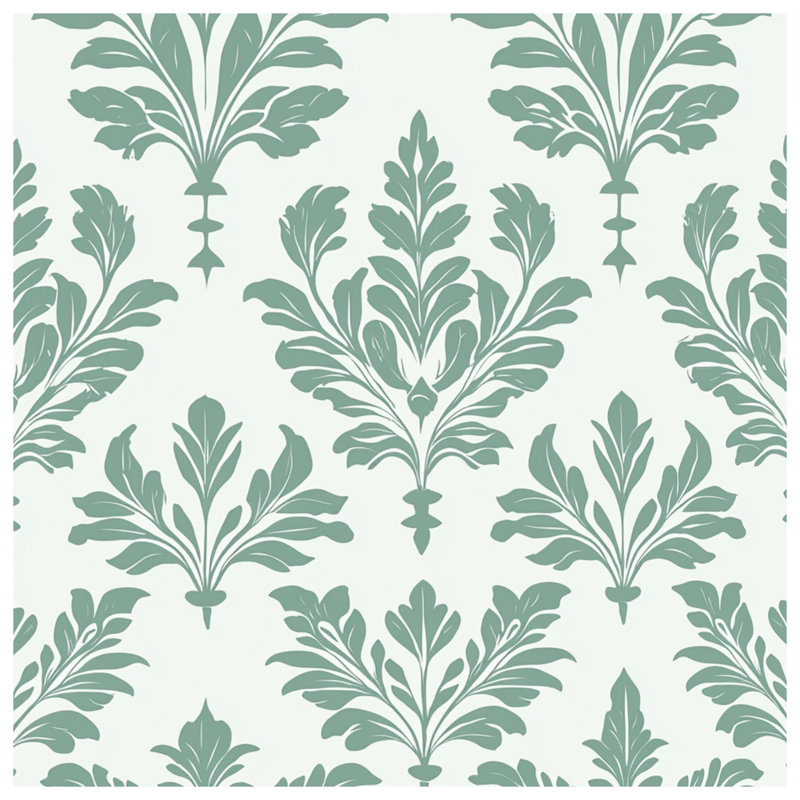 Green Leafy Damask Bedding Damask Bedspread Pattern, Full / Double