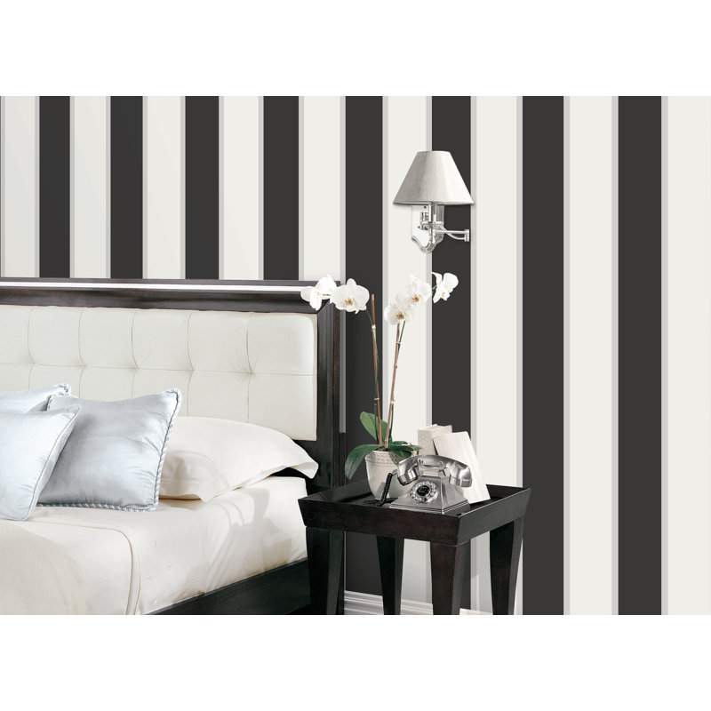 Donner 10m x 53cm Matte Wallpaper Roll, Black/White/Silver