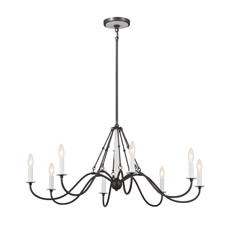 8 - Light Dimmable Classic / Traditional Chandelier, Anvil Iron, 17" H x 38" W x 38" D