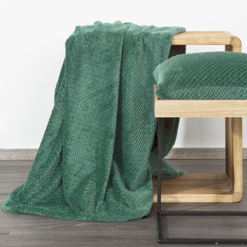 Throw Blanket, Dark Green, 200 cm W x 220 cm L