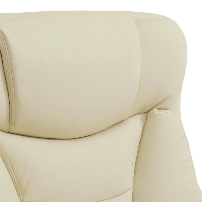 Fauteuil inclinable pivotant avec repose-pieds réglable Kalson, similicuir, Similicuir crème / blanc