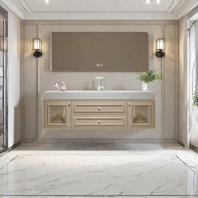 French cream style smart bathroom cabinet