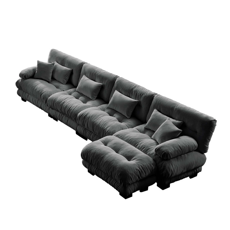 Luxury Modular Sectional Sofa Couch,Oversized L Shaped Cloud Couch for Living Room,Deep Seat Sofa Couch with Convertible Ottoman,Chenille