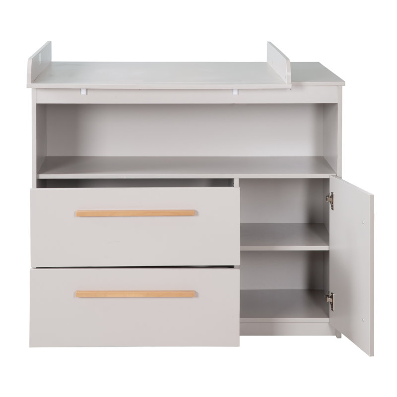 Lea Unit Includes a Removable with 2 Drawers and 1 Door, and a Beige / Gray Wooden Handle Changing Table