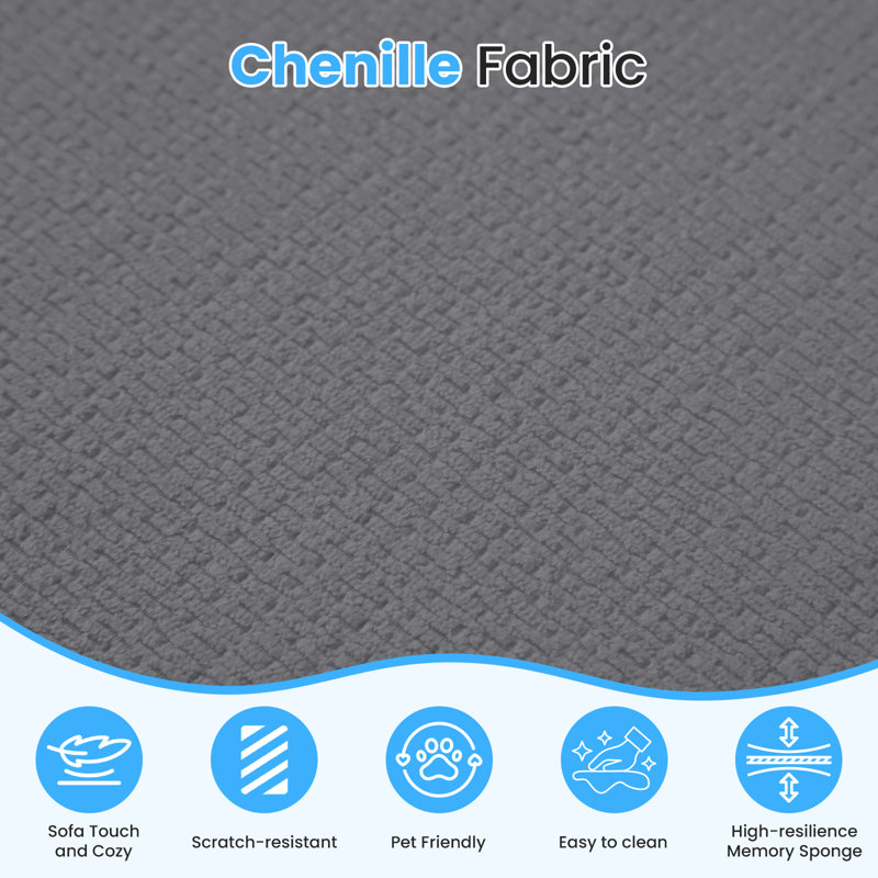 Canapé modulaire incurvé en L Chenille, Grey