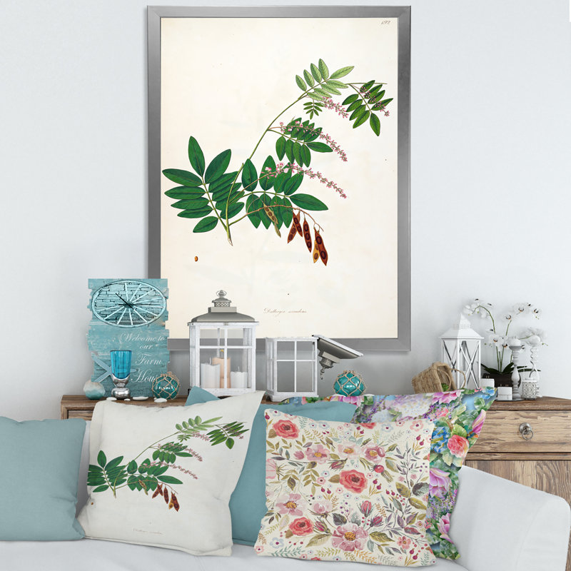 Botanique rétro - peinture sur toile, H 32 po x l 16 po x P 1 po, Cadre photo argenté