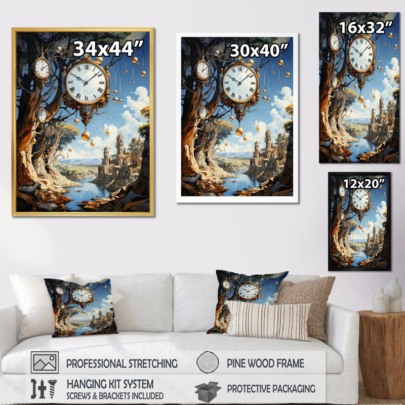 Bouleware, chef-d'œuvre, "The Persistance of Memory, surréalisme" - Art mural, H 44 po x l 34 po x P 1,5 po