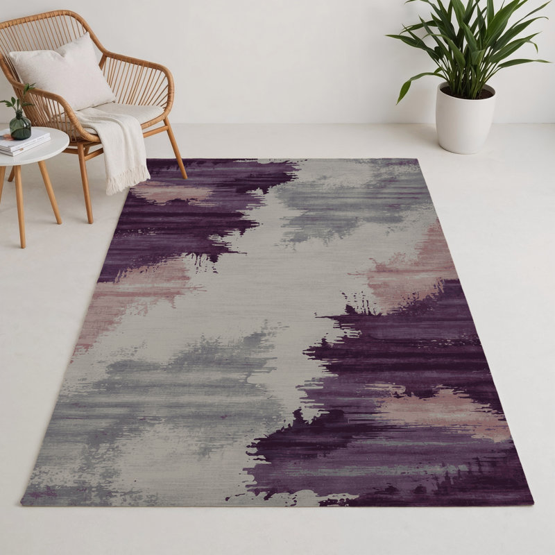 Watercolor Gray Indoor and Outdoor Area Rug, Rectangle 9' x 12'