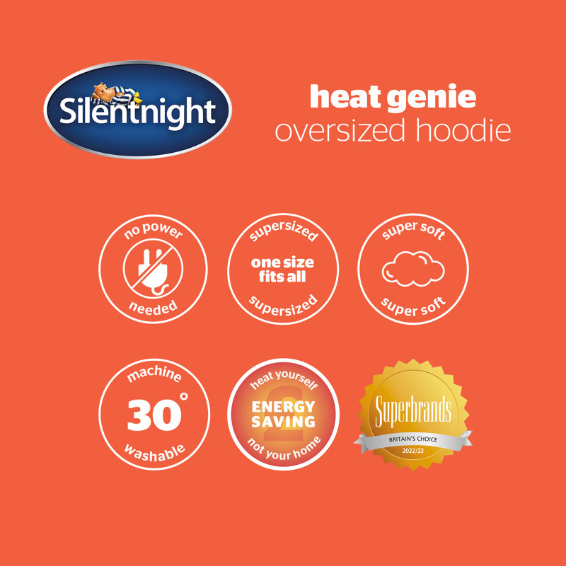 Silentnight Heat Genie Self Heating Oversized Hoodie Blanket
