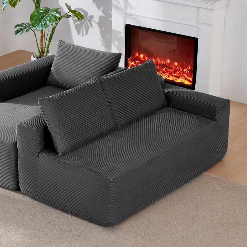 Méridiennes intérieures à compression, velours côtelé gris Modern Home