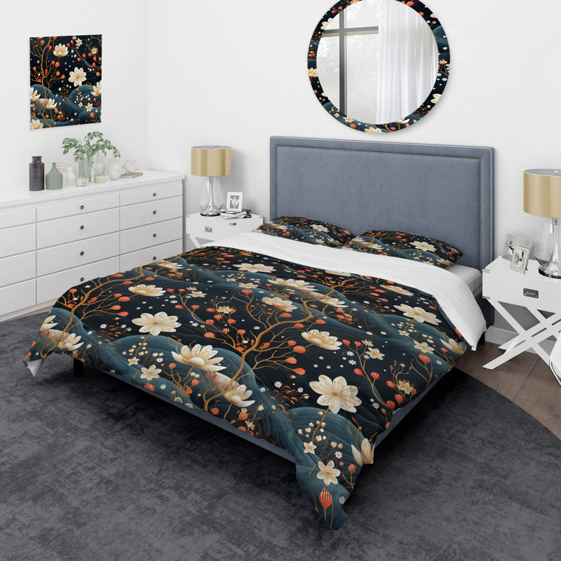 Ensemble de housse de couette Harmonious Balance II - Oriental Floral, Housse de couette simple + 1 taie décorative stan