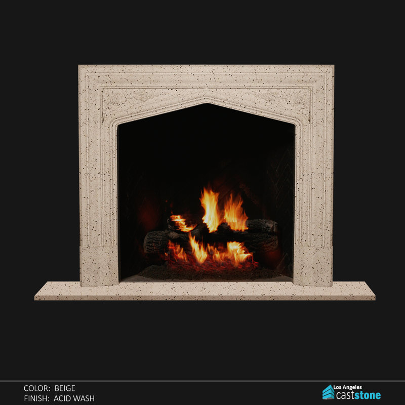 Iden Hand Carved Composite Fireplace Surround, Beige Acid Wash