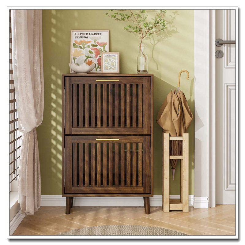 Armoire à chaussures 23,6 po en noyer, 36.4" H x 23.6" W x 9.5" D