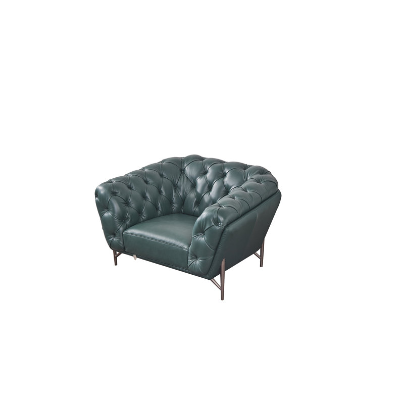 Fauteuil en cuir brun 40 EK8009 40, Cuir véritable brun