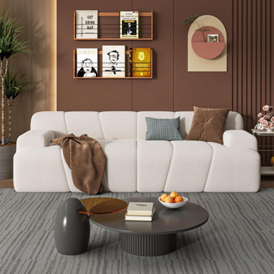 Boneless 70.9" Upholstered Memory Foam Couch With Armrests For Living Room