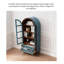 Vintage Arched-Top Blue Bookcase with Hand-Painted Floral Details