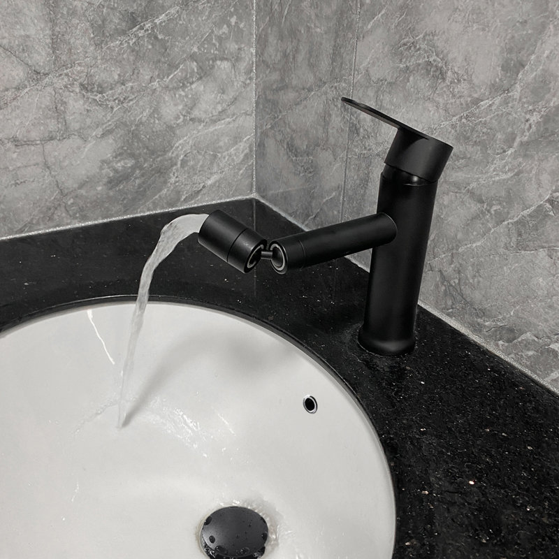 Robinet de lavabo de salle de bain à poignée simple avec drain escamotable (avec trop-plein)
