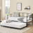 Twin Daybed With Trundle, Metal Twin Size Daybed With Pullout Trundle 6 Casters, Steel Slat Support Sofa Bed For Living Room, Bedroom, Guest Room, No Box Spring Needed (White)-1210138762