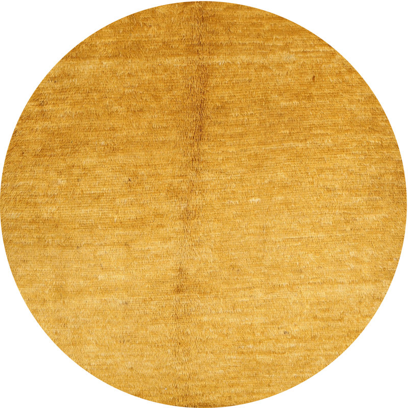 Tapis contemporain jaune / gris, Rond 5 pi