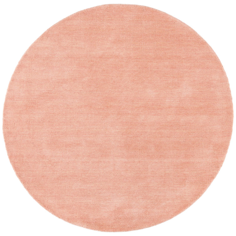 Ewen Hand Loomed Wool/Cotton Solid Color Rug in Light Pink