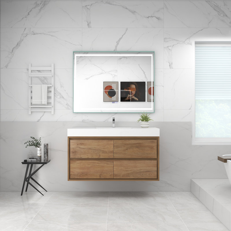 48'' Single Bathroom Vanity with Acrylic Top, White Oak