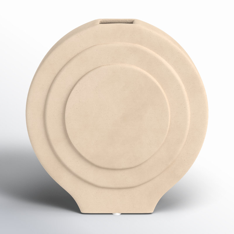 7" Dolomite Round Vase, Solid Color, Modern Touch to Any Room, Ivory/Beige