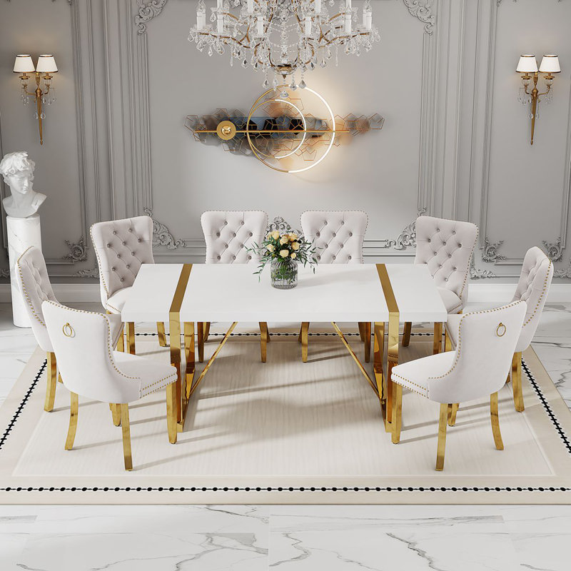 Ensemble de table de salle à manger pour 8 personnes, ensemble de table de cuisine et chaises de salle à manger en similicuir pour 8 et 9 pièces