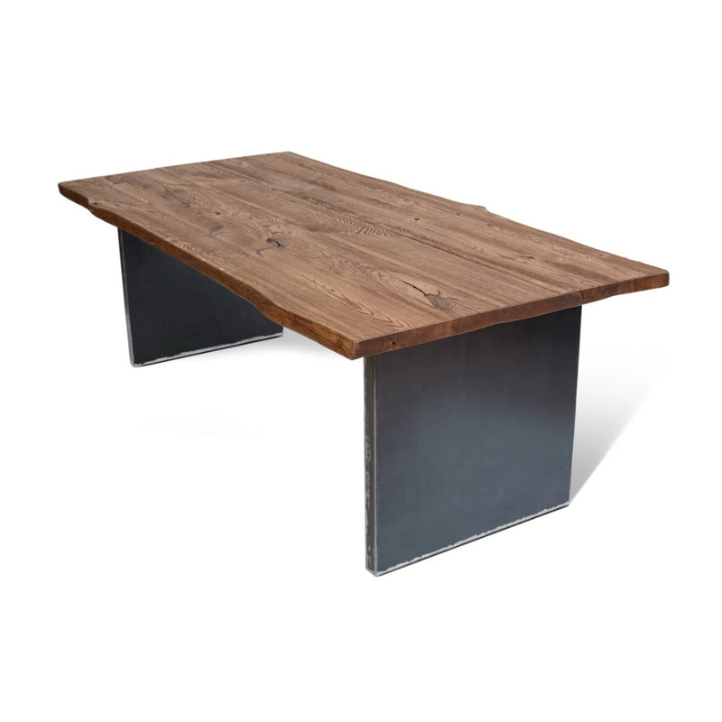 Nassrin Solid Wood Top Metal Base Dining Table