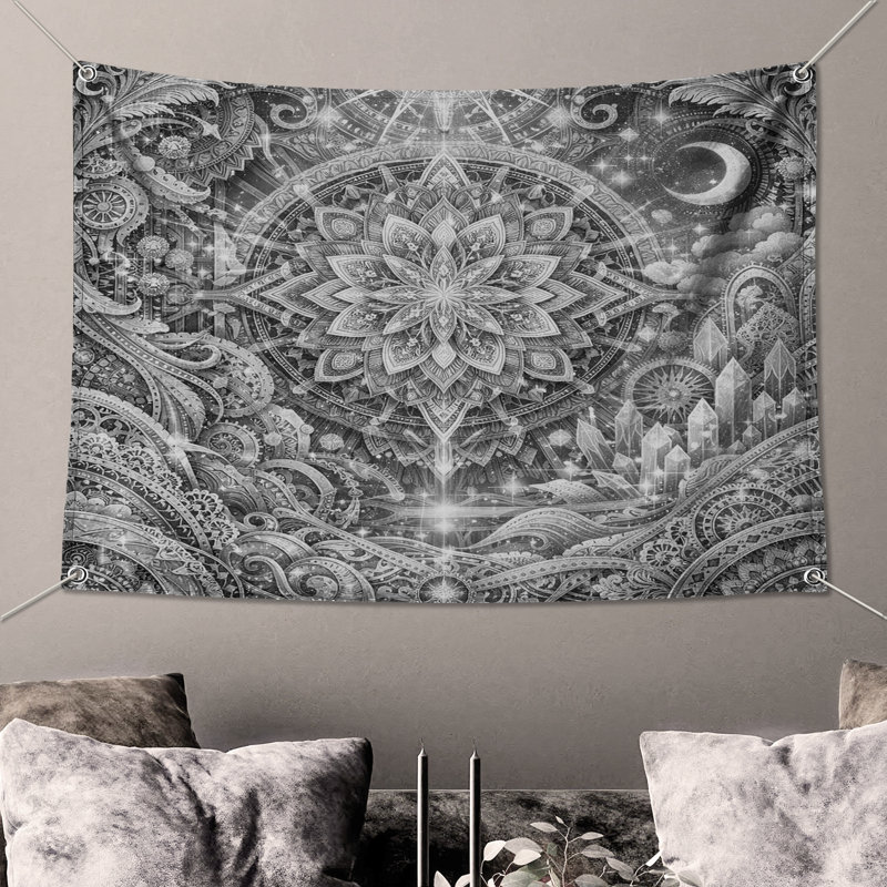 Tapisserie murale complexe «Mandala Illustration» - décoration murale Mandala, 68in H x80in W with 4 Grommets