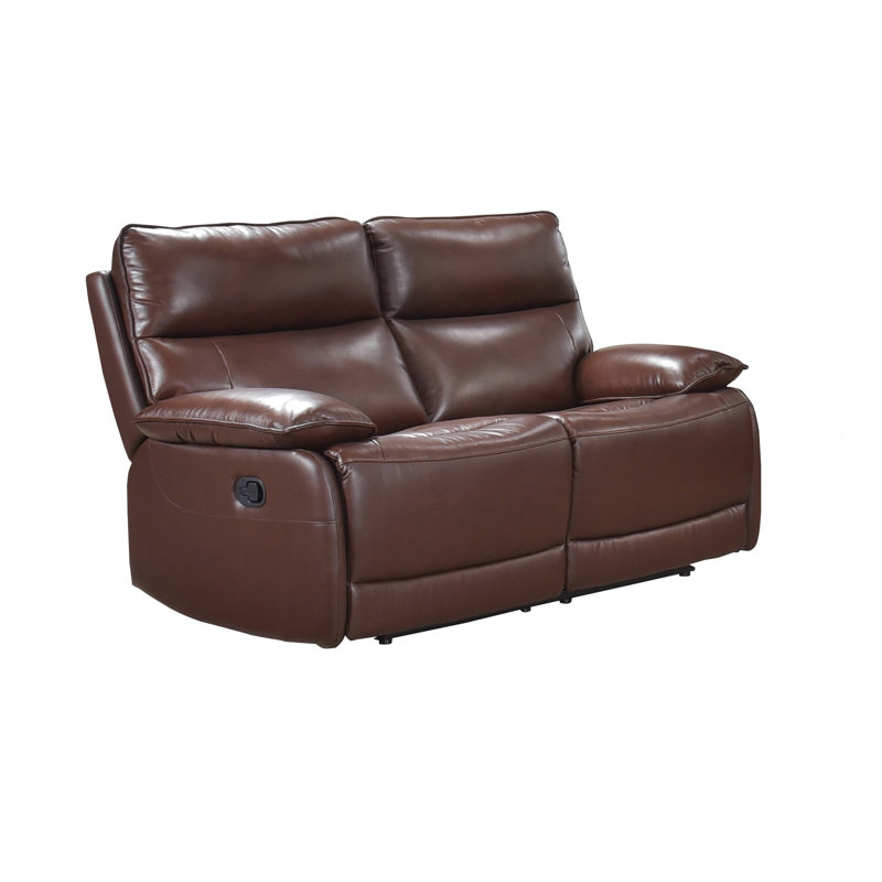 Causeuse double doublure, cuir brun et similicuir, Causeuse