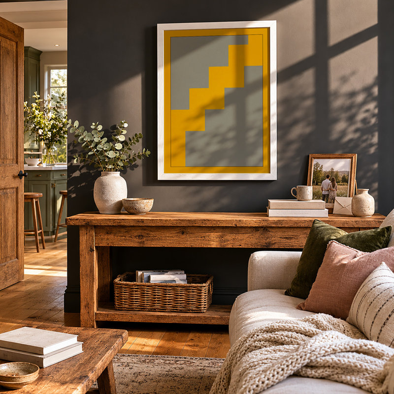 Ascending Geometry Geometric - Framed Print, A3 - 42.0 x 29.7 cm, White