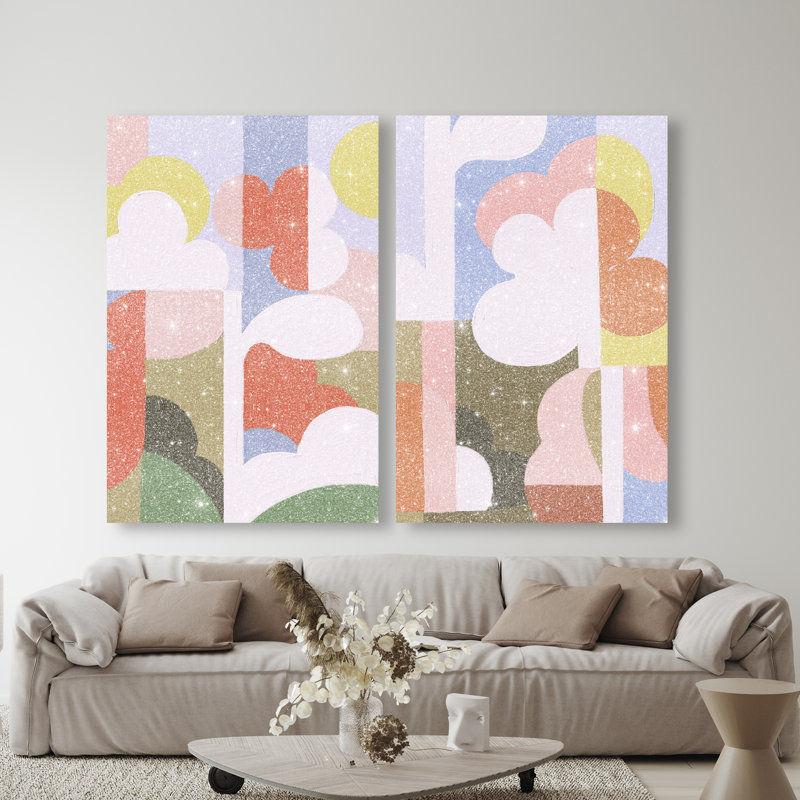 Cloudy Pop Set Abstract Canvas Print by Oliver Gal, Black Frame, 10 x 15, 36"H x 54"W, Gallery Wrapped