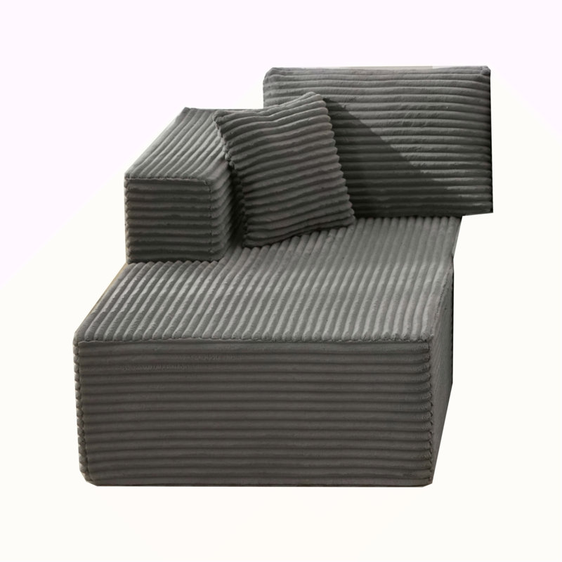 Canapés modulaires modulaires pour le salon: Chaise longue faisant face à gauche (gris), Orienté à gauche (vu de face)