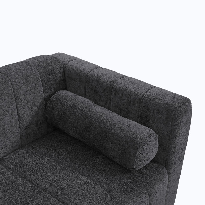 Canapé rembourré 78,7 po pour salon, chambre à coucher, salon, style simplifié, Gris foncé