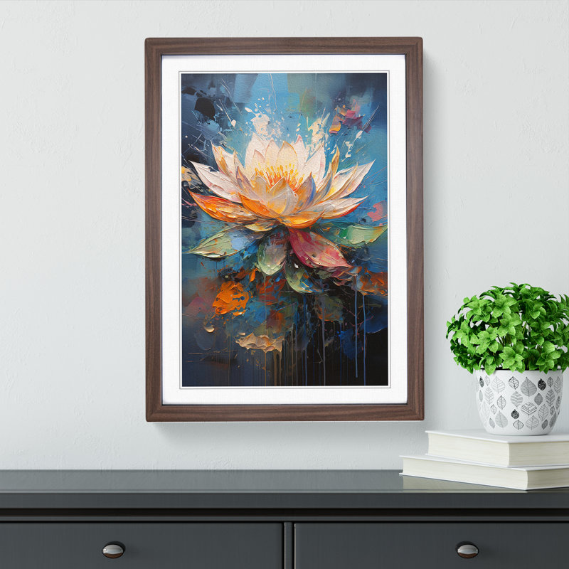 Lotus Flower Action No.4 Framed Print, Walnut, 64cm H x 46cm W x 2cm D