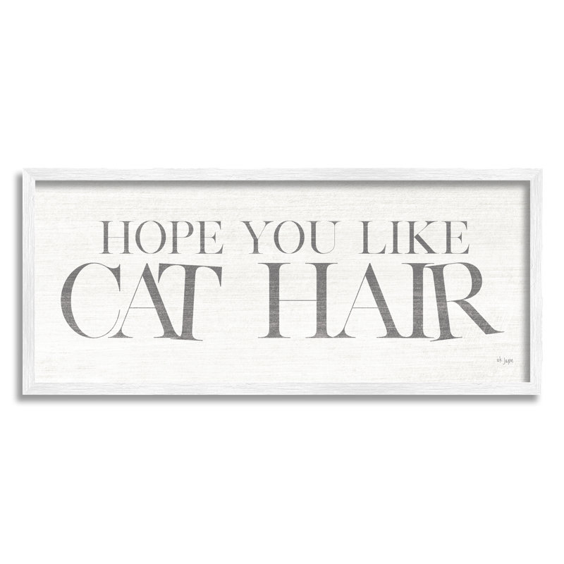 «Hope You Like Cat Hair», H 24 po x l 10 po, Giclée encadrée blanc bord de mer
