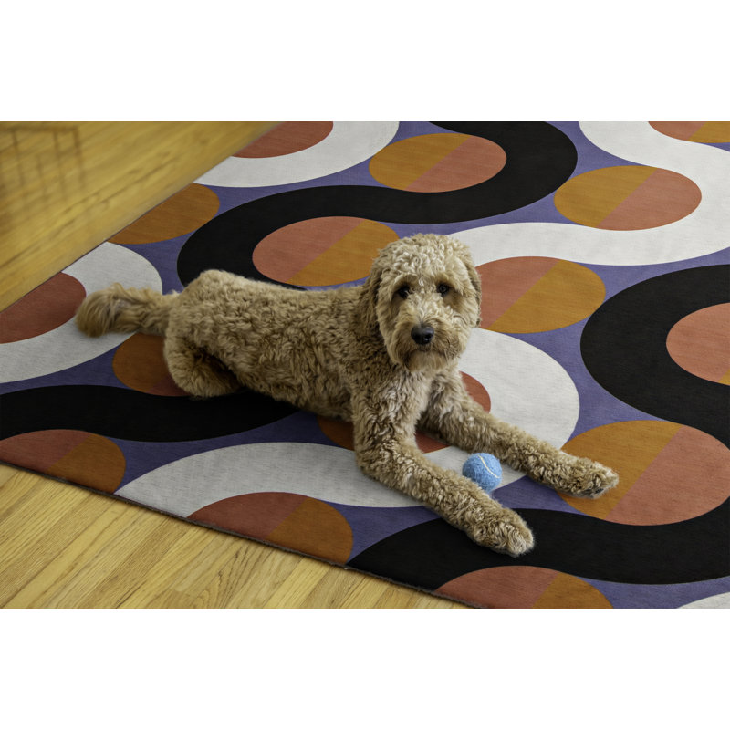 Tapis abstrait lavable intérieur / extérieur Kivett, Rectangle 7 pi x 9 pi
