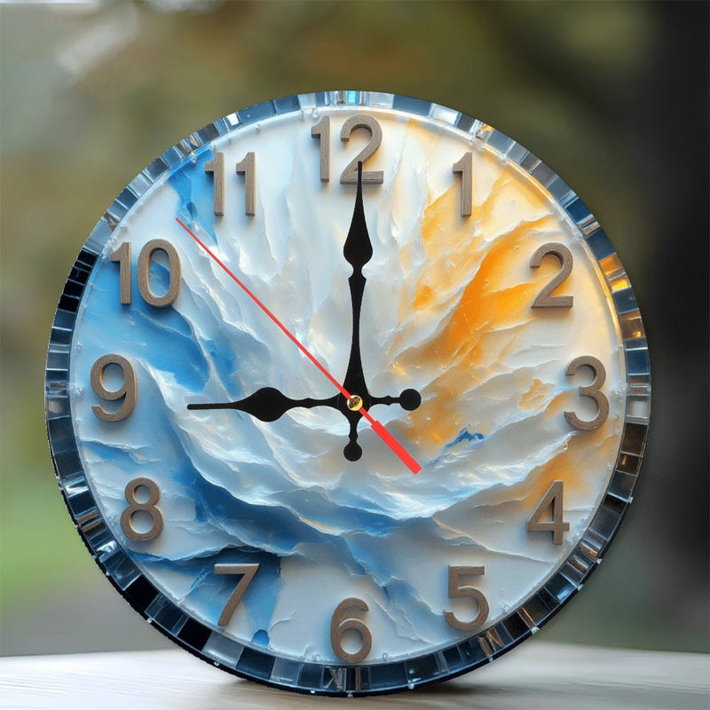 Artistic 2D Wall Clock with Elegant Ocean Design