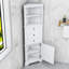 Armoire de salle de bain autoportante Fetiere, armoire haute triangulaire avec tiroirs et tablettes réglables-550932670