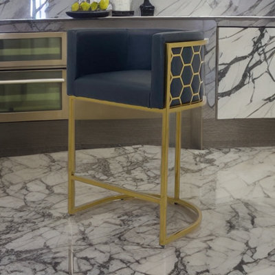 Upholstered Counter Stool with Steel Frame