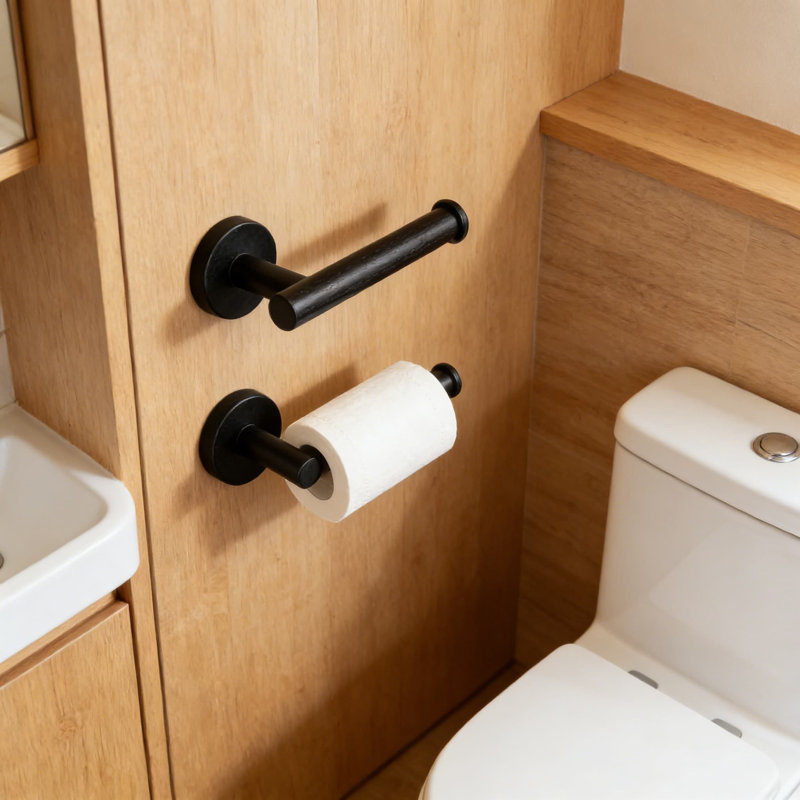 Porte-papier hygiénique mural en acier inoxydable, antirouille pour salle de bain et porte-rouleau de cuisine avec poignée sécurisée et fixation réglable