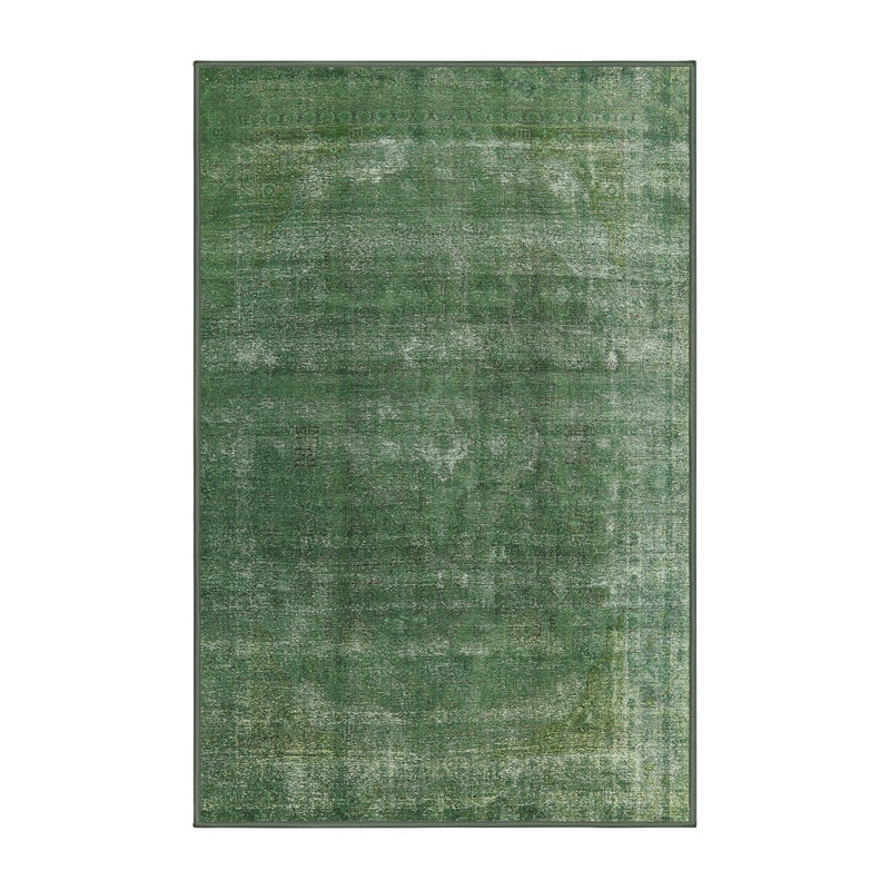 Tapis vert de style oriental, Rectangle 5 pi x 7 pi